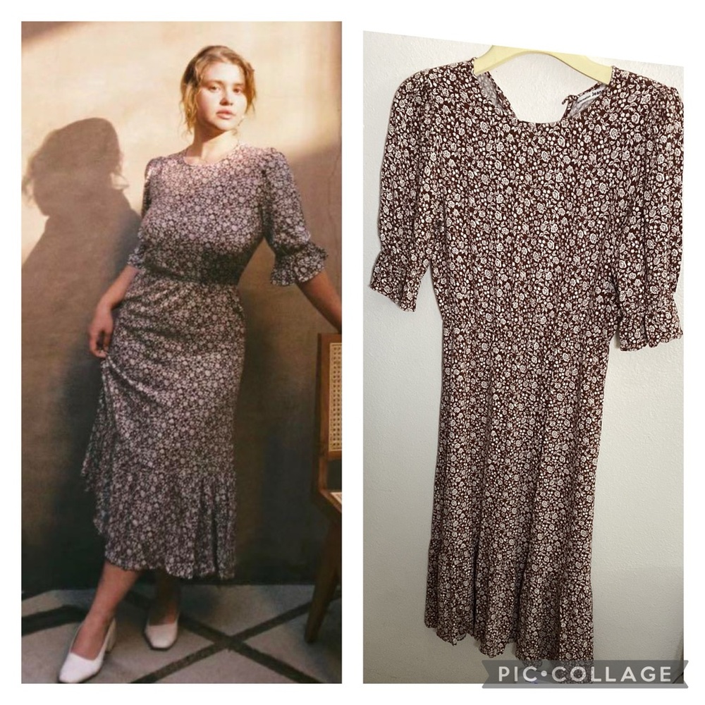REFORMATION Mayfield Floral Dress brown